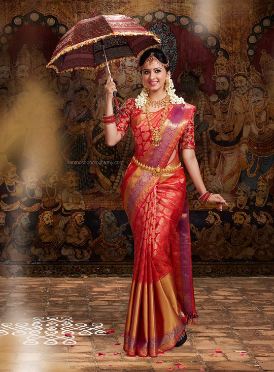 Bridal silk saree photo shoot